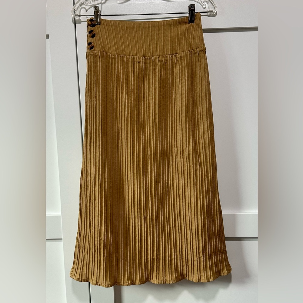 SHEIN Camel Pleated Midi Skirt – 31” Length